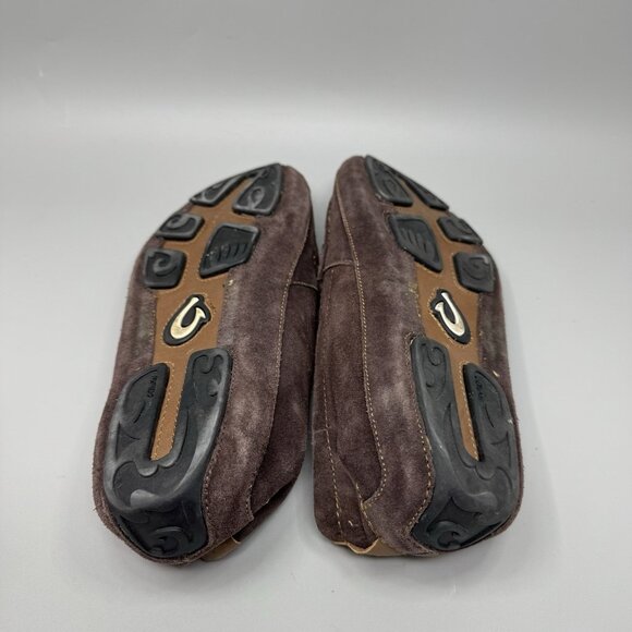 Olukai Brown Leather Loafers Driving Shoes Derby Comfort Moc Toe Akepa Moc Sz 13